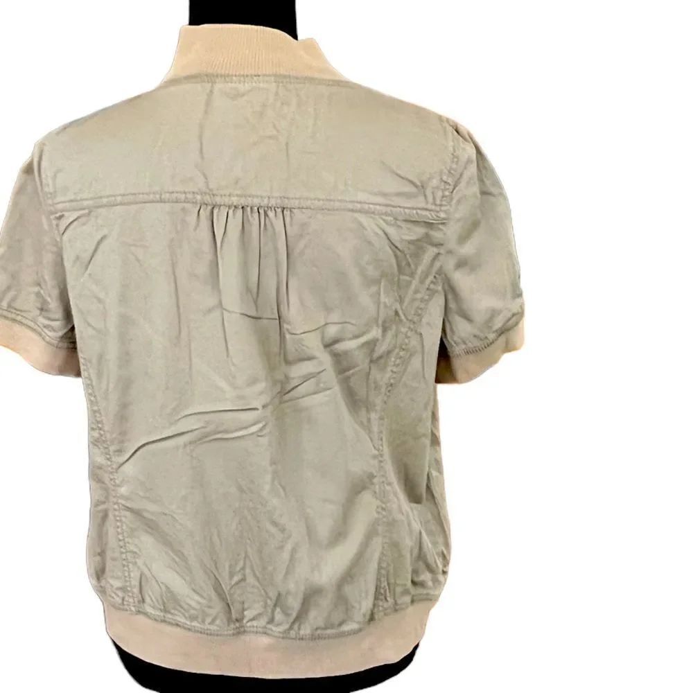 LOFT zip front tan top, size L - Picture 2 of 4